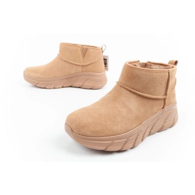 8. Skechers women's winter boots, insulated leather ankle boots, brown