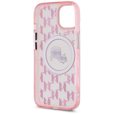 7. Karl Lagerfeld IML Monogram Karl & Choupette Head MagSafe iPhone 15 Plus Case - Pink