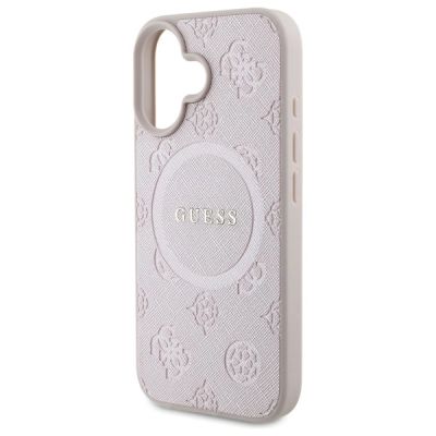 6. Guess Saffiano Peony Classic Logo MagSafe iPhone 16 Case - Pink