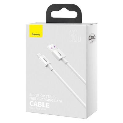 5. Baseus Superior USB Cable - USB Type C 66 W 6A 1 m White (CATYS-02)