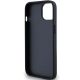 7. DKNY Leather Mono Stripe & Metal Logo Case for iPhone 15/14/13 - Black