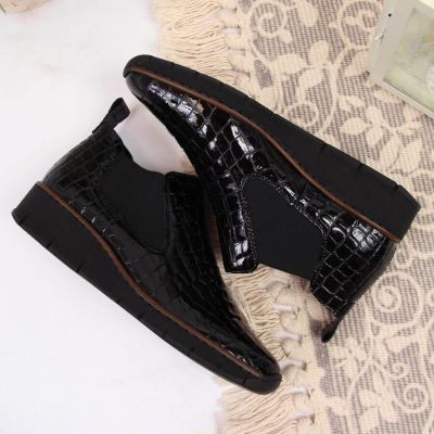 29. Rieker W R474 snakeskin leather ankle boots black