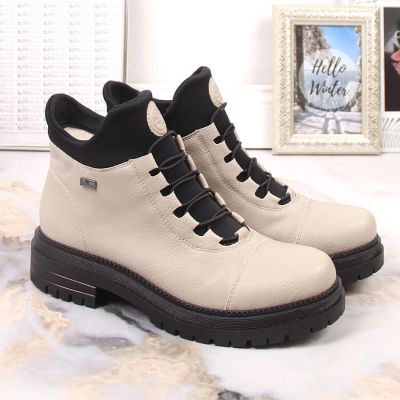 21. Waterproof, Comfortable Beige Women’s Insulated Ankle Boots Rieker Y3163-60