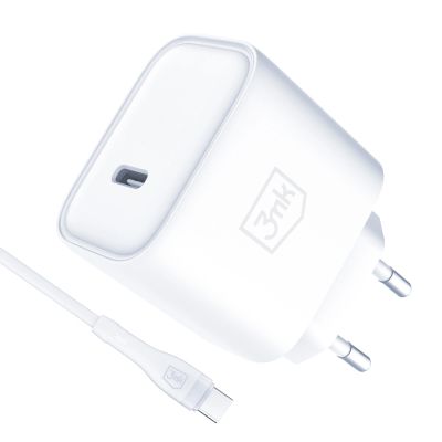 21. 3mk Rayo Charger 20W PD3.0 PPS USB-C Wall Charger + USB-C / USB-C 3A 60W Cable - White