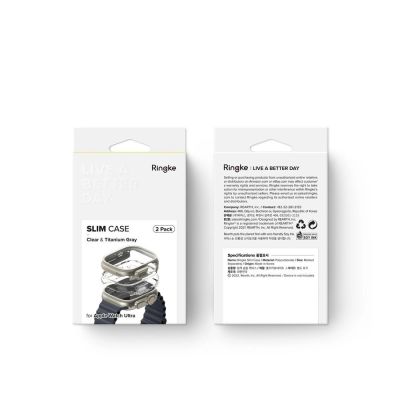 12. Ringke Slim 2-pack Case for Apple Watch Ultra 1/2 (49mm) - Clear & Titanium