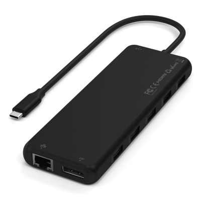 Satechi 13-in-1 USB-C Triple Display Multiport Adapter - USB-C adapter (1x Ethernet 1 Gbps, 3x USB-A 5 Gbps, 1x USB-A 10 Gbps, 2x USB-A 480 Mbps, 2x USB-C 10 Gbps 85W PD, 2x HDMI 2.0 4K@60Hz, DP 1.4 8K@60Hz, 3.5 mm Audio in/out) (black)