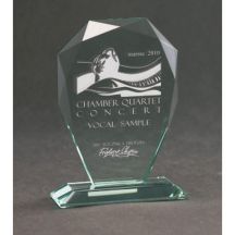 Engraved glass trophy with case
