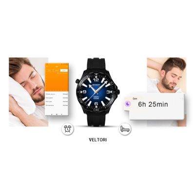 14. VELTORI VT150-1 Smartwatch Black Silicone Strap + Black Bracelet