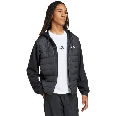 16. Men's adidas Essentials Climawarm Hybrid Down Hooded Jacket Black KA5251