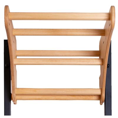 10. GYMNASTIC WOODEN AND METAL WALL BAR WITH 6 HANDLES WITH A WOODEN BAR BENCHK 711B