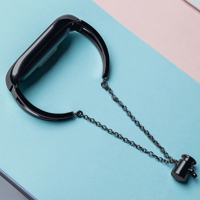 5. Metal bracelet for Xiaomi Mi Band 3 / 4 / 5 / 6 band strap - black