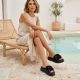 5. Women's floral platform flip-flops black D&A by S.Barski MR61-9015