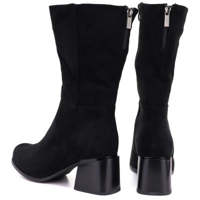 5. Women's short high-heeled boots in black suede Jezzi ASA269-7