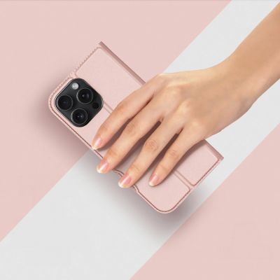 13. Dux Ducis Skin Pro iPhone 16 Pro Max Case with Flip and Card Slot - Pink