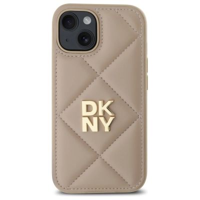 3. DKNY Quilted Stack Logo iPhone 15 Case - Beige