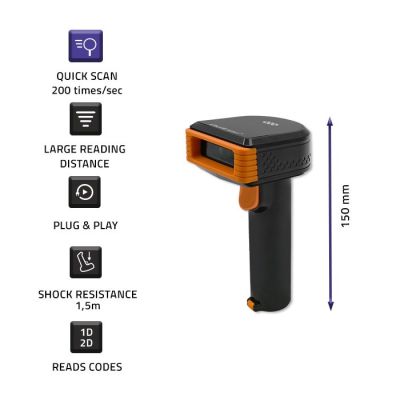 3. QOLTEC WIRELESS BARCODE READER 1D | 2D | + DOCKING STATION