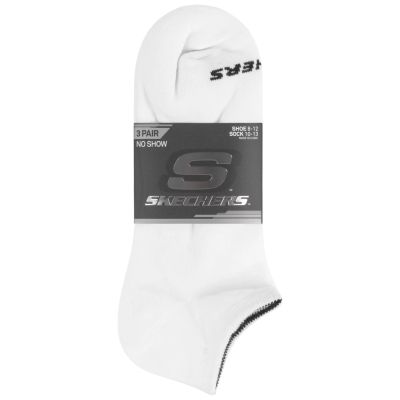 2. Skechers 3pk Unisex Non Terry No Show S114041-100 White 39-42