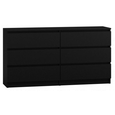 2. M6 MALWA CHEST OF DRAWERS 140CM 6 DRAWERS BLACK