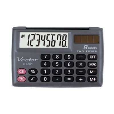 Vector KAV CH-861 Pocket Calculator, 8-digit, 87x58mm, black