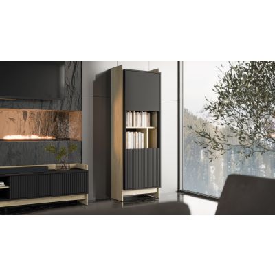 3. PORTO display cabinet 59x38x180 oak/black