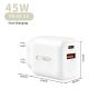 6. Tech-Protect NCA45W-GAN 2-Port USB-C / USB-A 45W Wall Charger - White