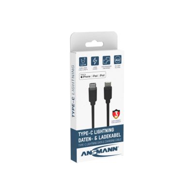 4. Ansmann 1700-0106 Phone Cable Black 0.12m USB C Lightning