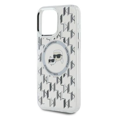 6. Karl Lagerfeld IML Monogram Karl & Choupette Head MagSafe iPhone 15 Pro Case - Clear