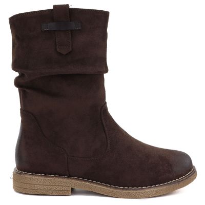 2. Women's insulated ankle boots with a wrinkled upper, chocolate M.Daszyńskie SA296-5