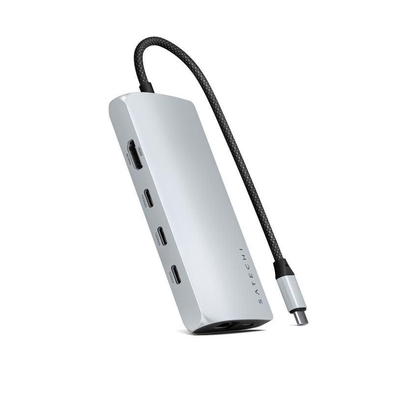 Satechi Multiport 8K USB-C adapter - USB-C, HDMI, 3x USB 3.2 Gen 2 10Gbps, 1x USB 3.2 Gen 1 5Gbps, UHS-II SD card reader, Ethernet port