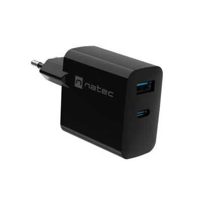 9. NATEC CHARGER RIBERA GAN 1X USB-A + 1X USB-C 45W BLACK NUC-2143