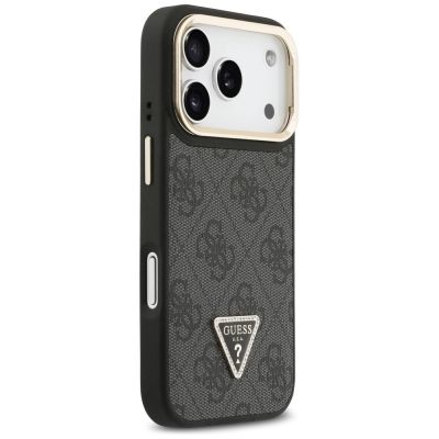 4. Guess 4G PU Triangle Logo & Stand Camera Magsafe Case for iPhone 17 Pro - Black