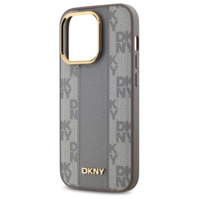 6. DKNY Leather Checkered Mono Pattern MagSafe iPhone 14 Pro Case - Beige