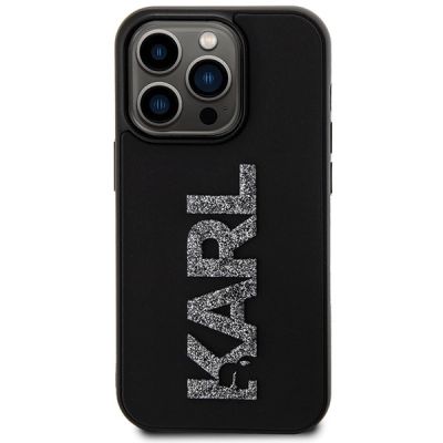 3. Karl Lagerfeld 3D Rubber Glitter Logo iPhone 15 Pro Case - Black