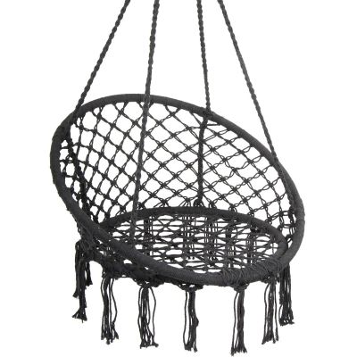 13. OPENWORK HAMMOCK HANGING CHAIR STORK'S NEST 80x60CM DARK GREY