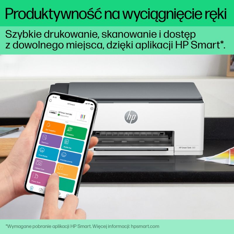 65. HP Smart Tank 580 Wireless All-in-One Color Printer, Copier, Scanner