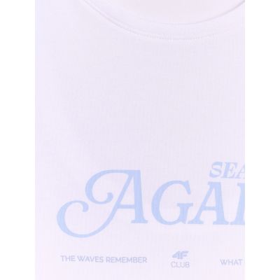 6. Women's slim T-shirt with print 4F 4FRAW26TTSHF4373-10S