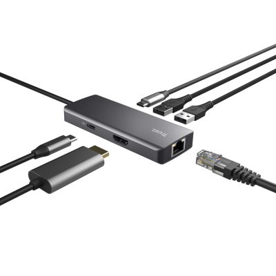 4. Trust DALYX 6-IN-1 USB-C Multi-Port Adapter Silver
