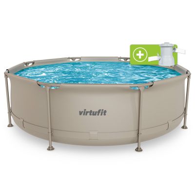 VIRTUFIT ROUND POOL 244 CM WITH FILTER PUMP BEIGE