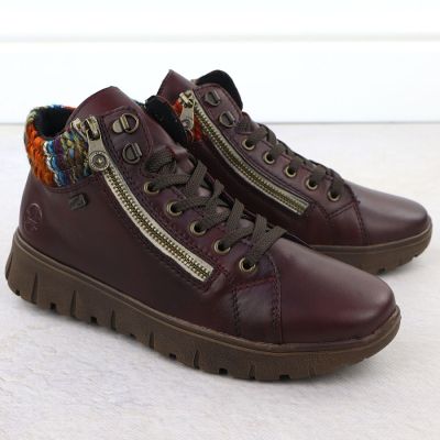 3. Women's leather ankle boots, burgundy, Rieker N1305-35