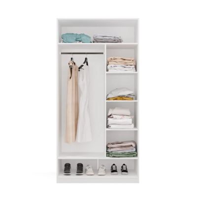3. OPENO 1W6P WHITE Wardrobe Cabinet, Modular Wardrobe with Hanging Rail and Shelves for the Bedroom