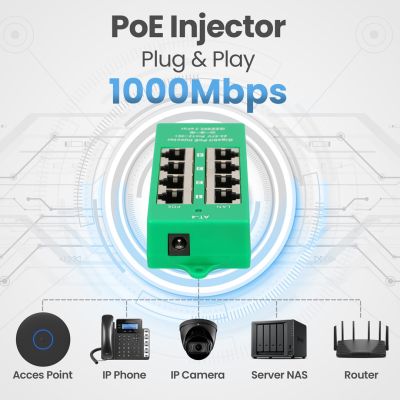19. Extralink Gigabit PoE Injector 4 Port Active, 4 Gigabit 802.3at/af ports, Mode A