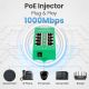 19. Extralink Gigabit PoE Injector 4 Port Active, 4 Gigabit 802.3at/af ports, Mode A