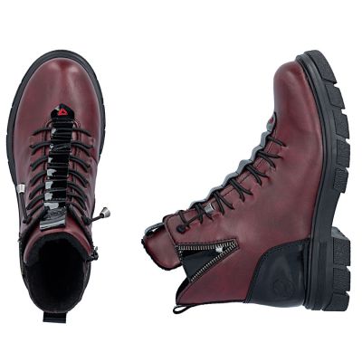 5. Women's insulated burgundy worker boots Rieker Z9152-35
