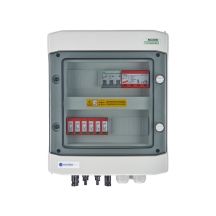 DCAC hermetic IP65 EMITER connection box with Dehn 1000V DC surge arrester type 2, 2 x PV string, 2 x MPPT // Dehn AC limiter type 1+2, 10A 3-F
