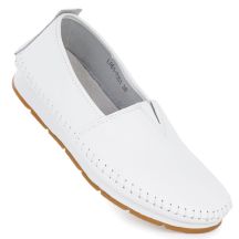 Women's leather slip-on shoes, white, S.Barski LR61-7051