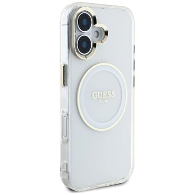 4. Guess IML Metal Colored Circle Classic Logo MagSafe case for iPhone 16 - white