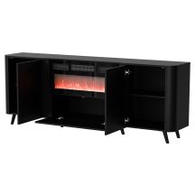 VOLARE Sideboard 200 x 39 x 75 cm, black + fireplace