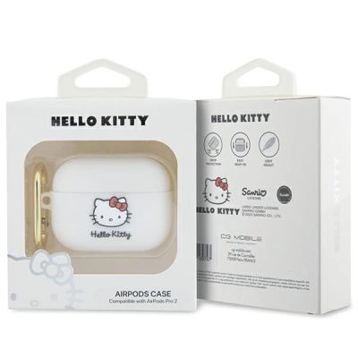 4. Hello Kitty Silicone 3D Kitty Head case for AirPods Pro 2 (2022/2023) - white