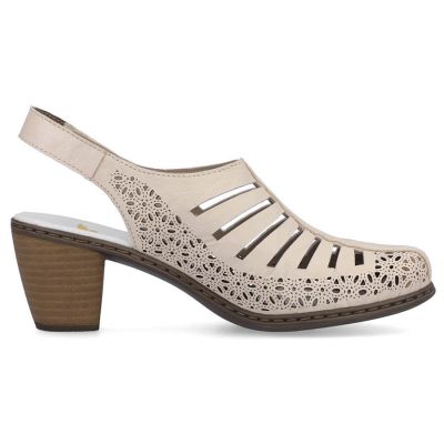 21. Rieker W RKR49B beige leather high heel sandals