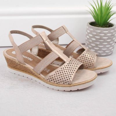21. Comfortable wedge sandals Remonte W RKR667 rose gold